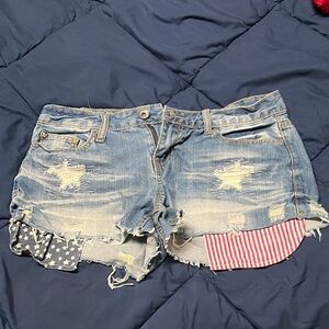Lovesick Star And Stripe Distressed Jean Shorts 7
